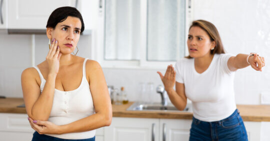 Two estranged siblings fighting with each other.