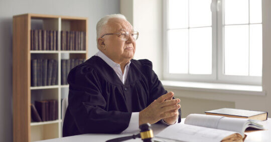 A judge getting ready to explain the difference between a bench warrant and a regular warrant.