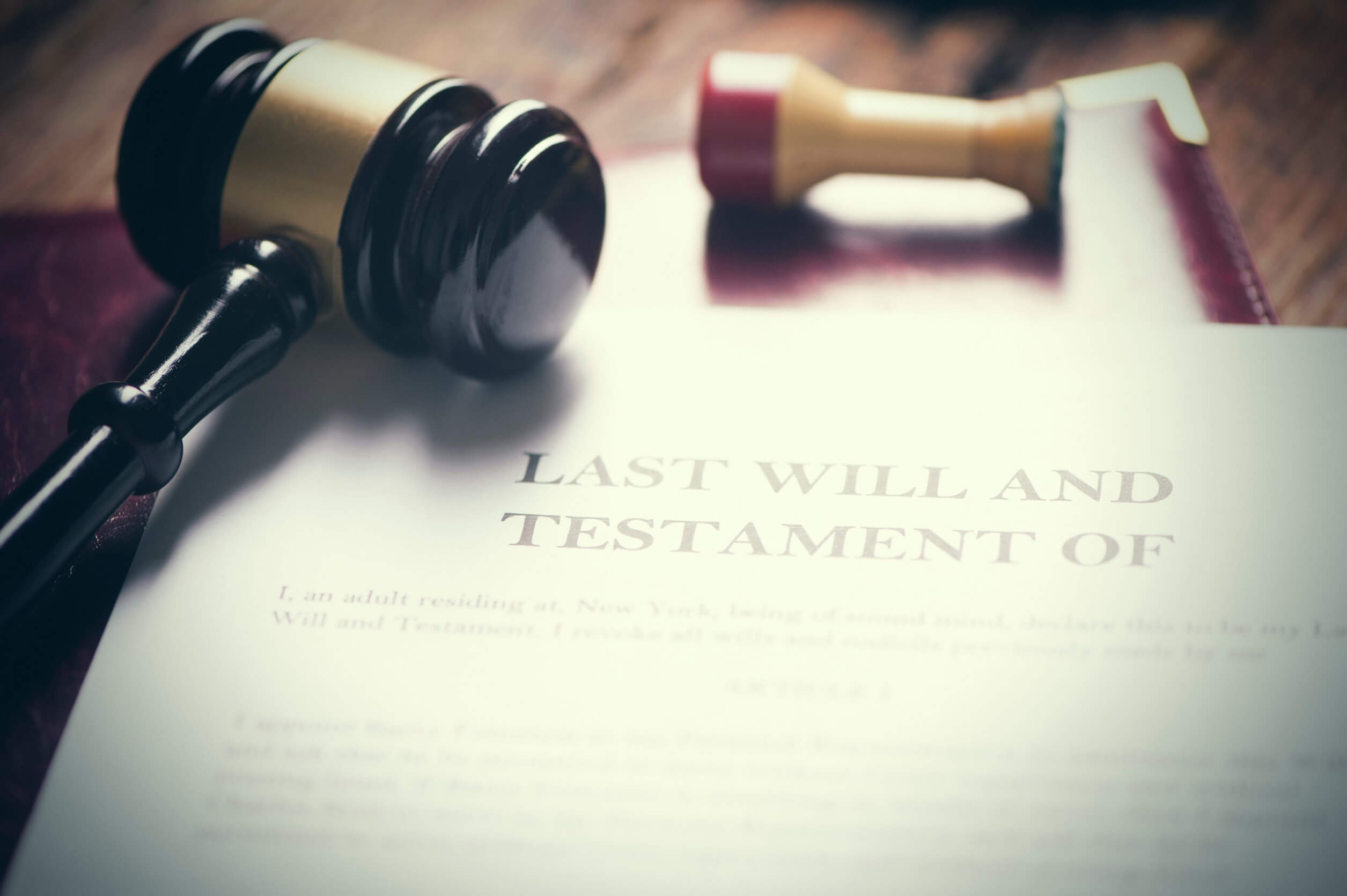 Last will and testament on a desk.